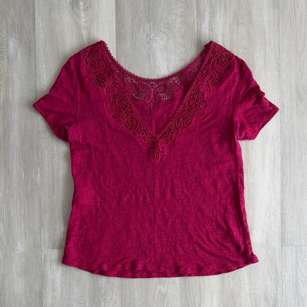 Sézane Mina Lace Trim Top, Size S